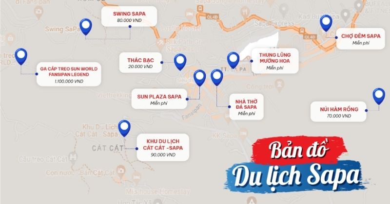 Bản đồ hành trình đến Sapa từ Hà Nội TPHCM và Hải Phòng