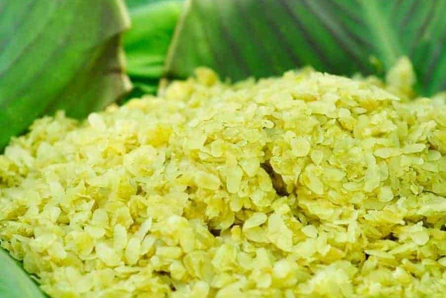 Mọc cốm Sapa làm từ cốm nếp mùa thu, vị dẻo ngọt quyện béo, mang hương vị mộc mạc vùng cao