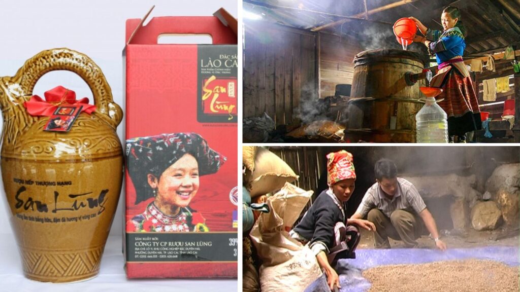Rượu San Lùng là đặc sản vùng cao Lào Cai, ủ men lá thảo dược công phu, vị êm dịu, thích hợp làm quà biếu.